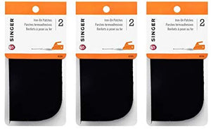 Iron-On Patches for Clothing Repair, 5-inch by 5-inch, 2 per package, Black (3 Pack)